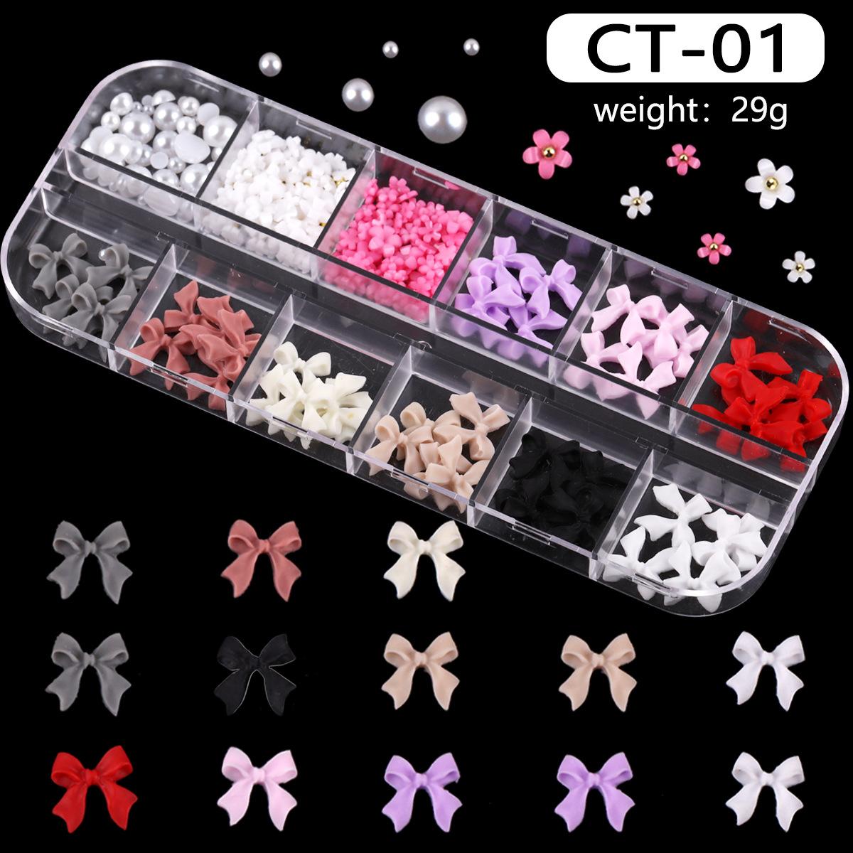 

12-Grid Box Nail Art Resin Bow Streamer Ballet Alloy Butterfly Jewelry Diy Accessories