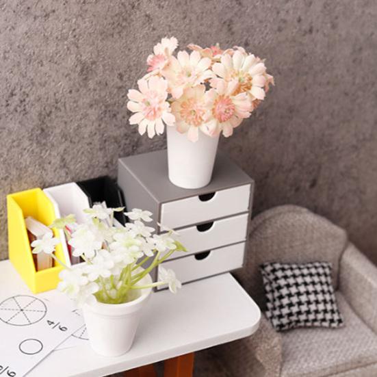 Mini Potted Plant 1:12 Scale Miniature Potted Flowers Tiny Table Centerpiece for Doll Mansion Mini Scene Decor