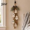Seasonal Indoor Hanging Ornament Halloween Rustic Ghost Wall Decor with Wood Beads & Hemp Rope Farmhouse Tiered Layered Display Pendant for
