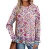 Women's Printed Lightweight Brushed-Cotton Round Neck Top