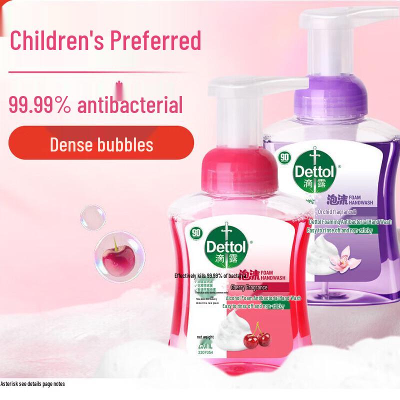 Dettol Antibacterial Foaming Hand Wash, Cherry & Orchid Scents, 3-Pack Set