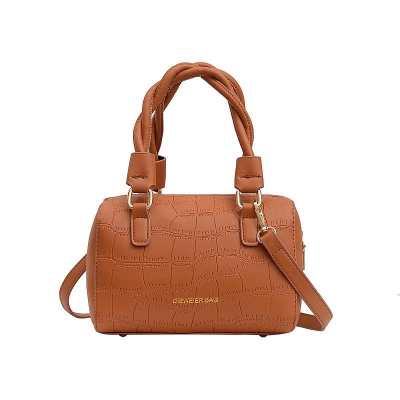 IELGY Fashion PU Embossed Stone Pattern Shoulder Bag Portable Crossbody Boston Pillow Bag