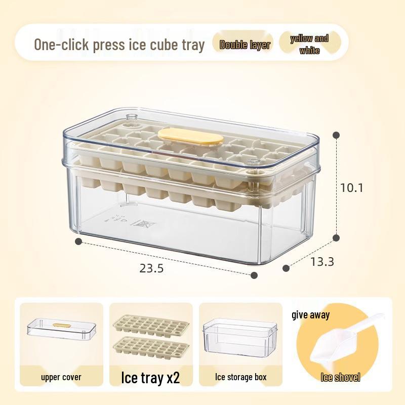 Press-Type Ice Cube Tray with Lid - Food Grade Storage Box for Homemade Ice Cubes