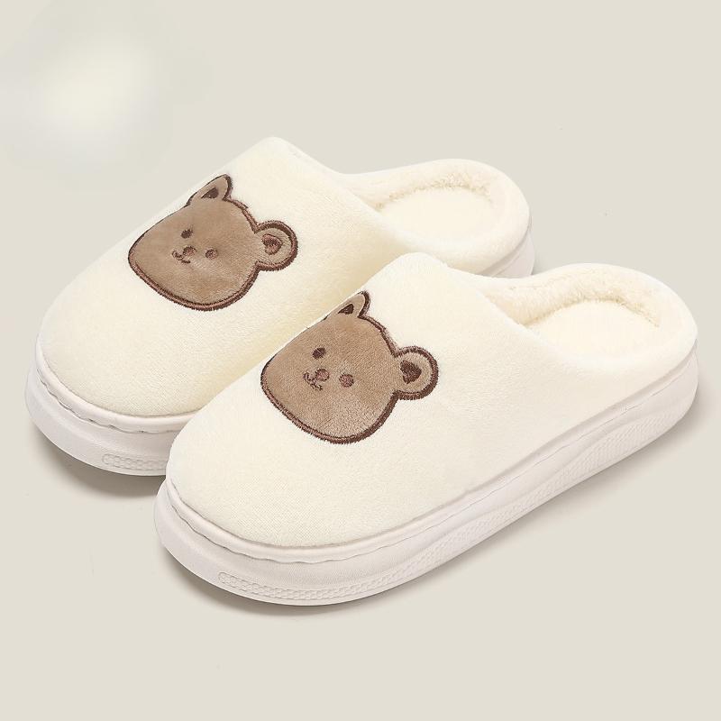 Men's Cotton Slippers Bear Home Cotton Shoes Non-slip Thick-soled Plush Slippers Women's Winter Home