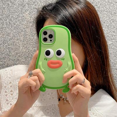 Cute  Sausage Mouth Avocado Green Soft Silicone Phone Case for iPhone 13 12 11 Pro Max Shockproof Cover