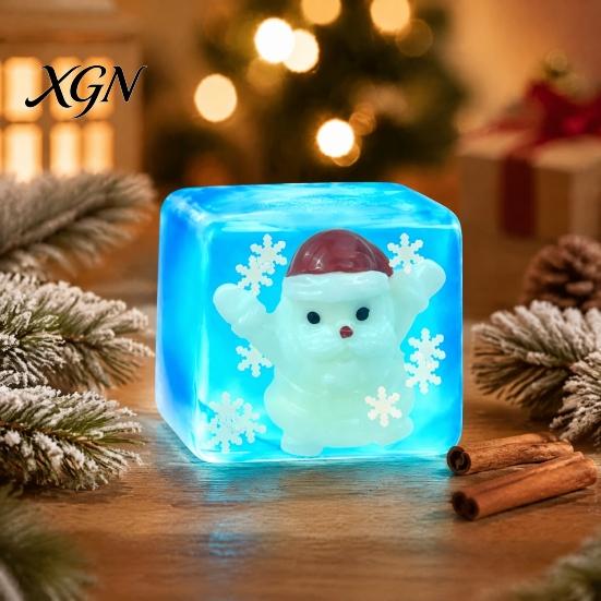 Reindeer Squeeze Toy Glow-in-the-Dark Christmas Stress Cube, Santa Tree Snowflake Party Favors Relief Toy, Sensory for Adults Kids