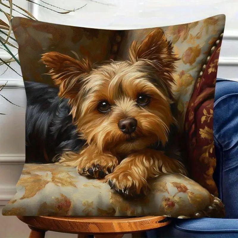 

Приваблива Подушка, Прикрашена Милими Наліпками Кота та Собаки 40x40cm/16x16inch