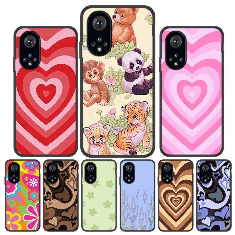 P30 Lite Case for Honor 9S Cover Silicone Funda Honor 9C 9A 10i 8A 10 50 Cases for Huawei P 30 Pro P40 P20 Love Heart Black Capa