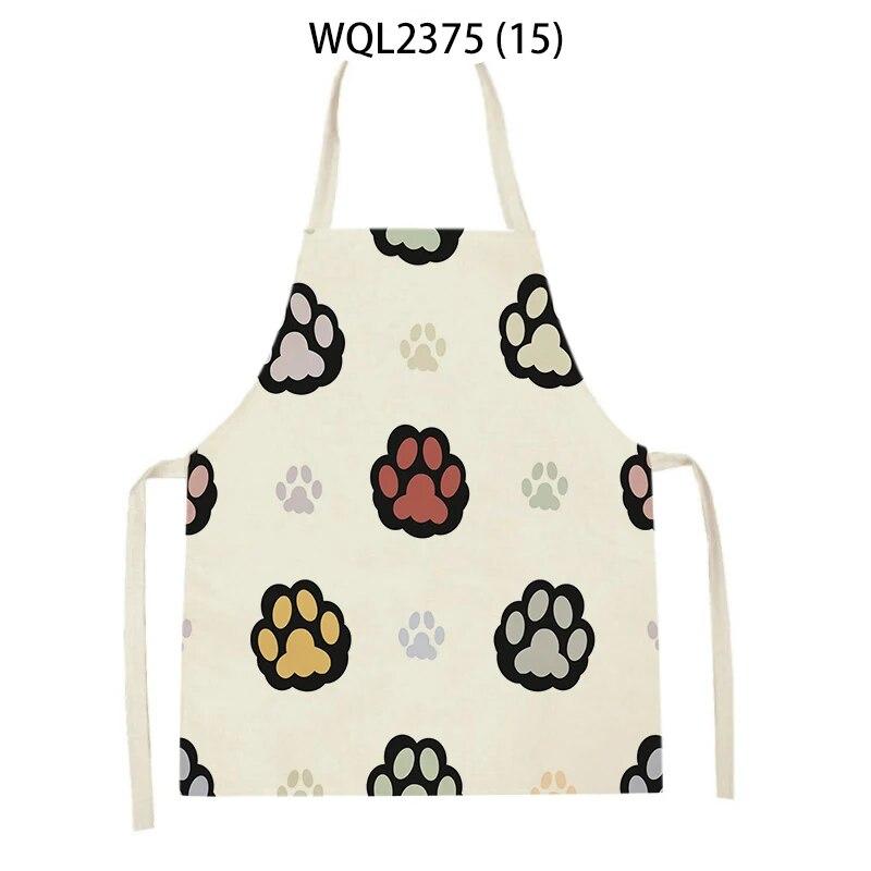 1Pcs Cat Graphic Printed Home Kitchen Apron Linen Sleeveless Antifouling Kids Bib Chef Cooking Baking Apron Home Cleaning Tools