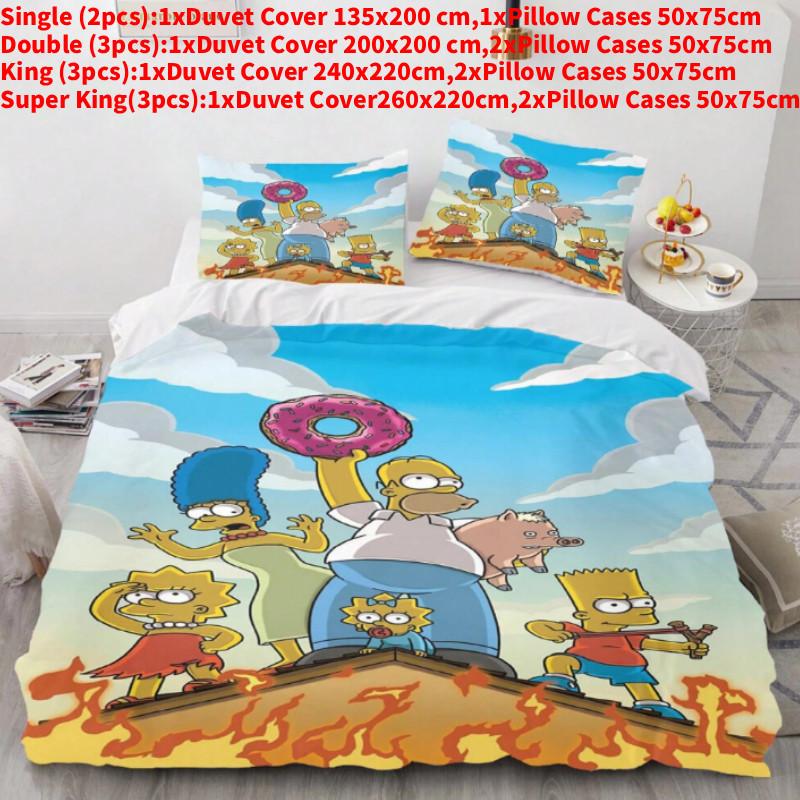Anime Simpsons The 3d Print Duvet Cover Pillowcase Set Bedroom Gift Bedding