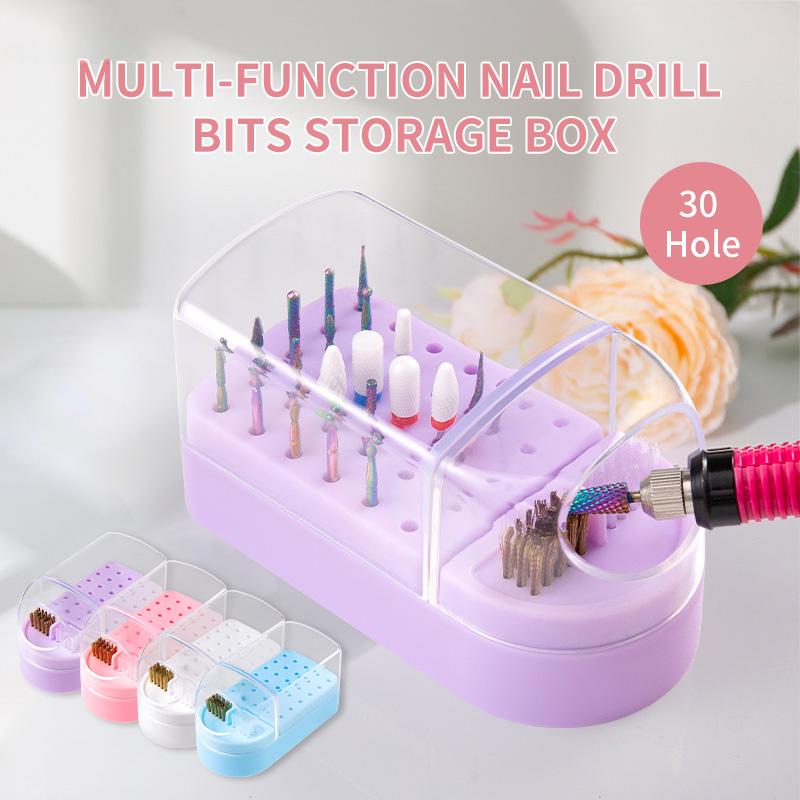 30 Holes Nail Art Drill Bits Storage Box Milling Cutter Showing Shelf Nail Tools Holder Display Electric Drill Bits Organizer
