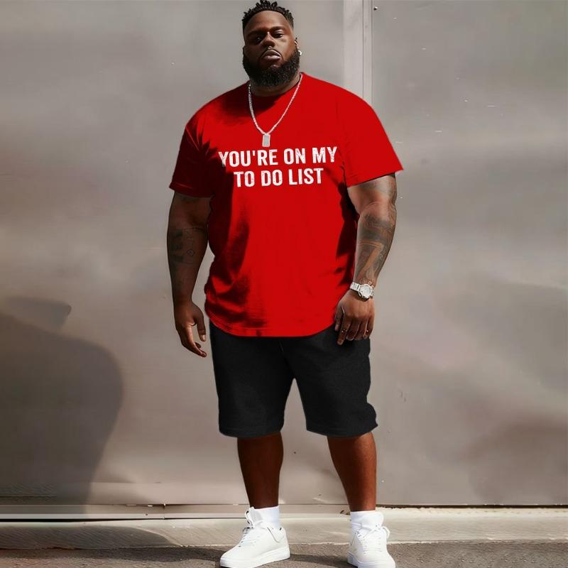 

S-6XL Plus Size Men s Streetwear Two-Piece Set - Cartoon Red Devil 3D Print Short Sleeve T-Shirt & Shorts Outfit 6XL