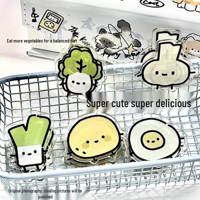 Adorable Cartoon Vegetable Memo Clips - Double-Sided PP Clips for Notes and Papers