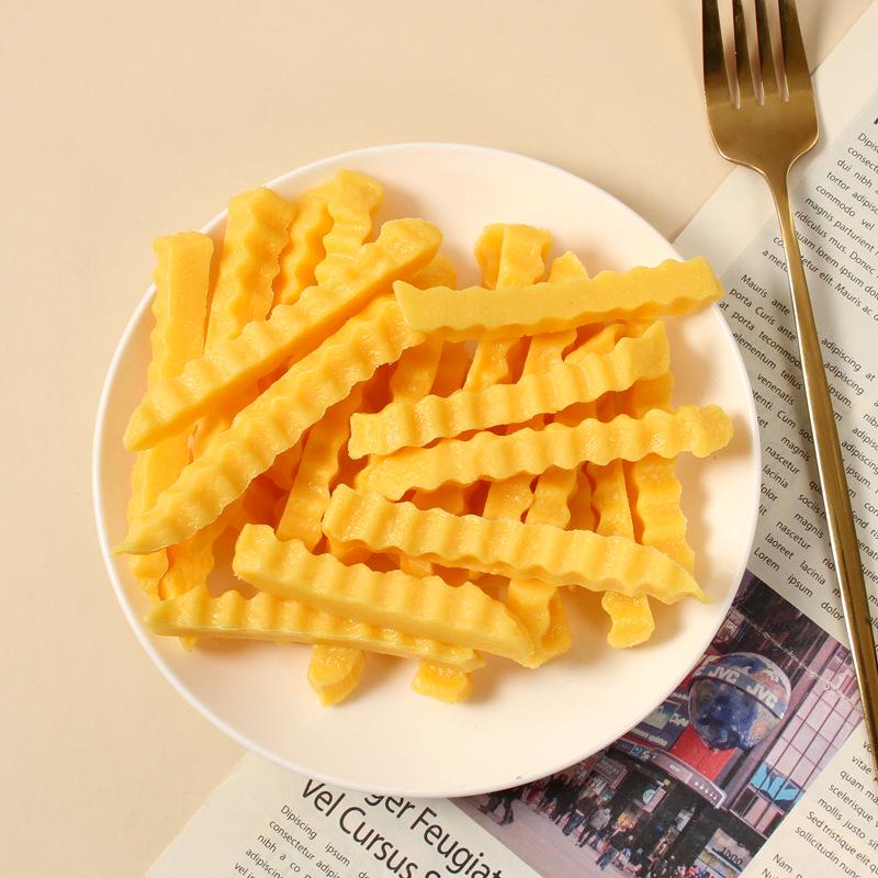 Creative Wavy French Fries Keychain with Wolf Tooth Potato Pendant