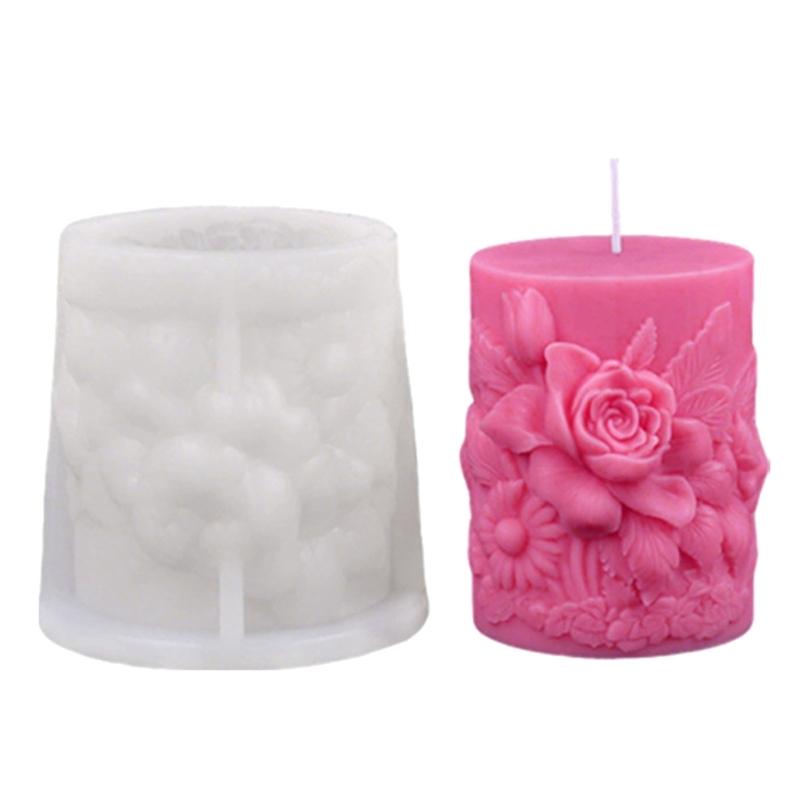 Santa Claus Embossed Cylinder Candle Silicone Mould for Festival Holiday Handmade Craft