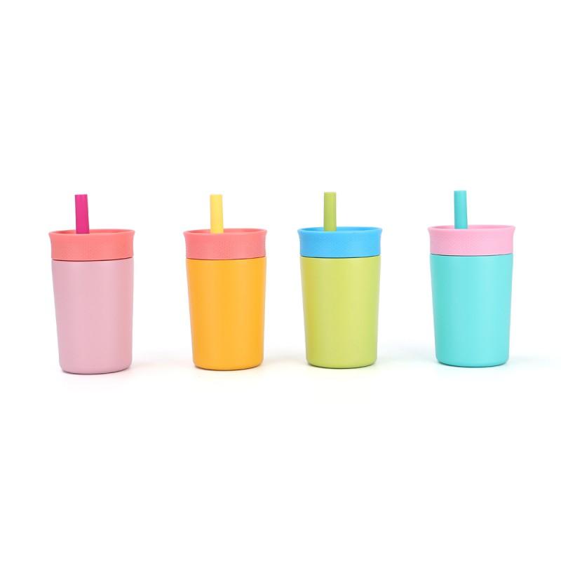 Mini Insulated Stainless Steel Tumbler With Straw - Pastel Color 350ml Vacuum Thermos Students On-the-Go Use