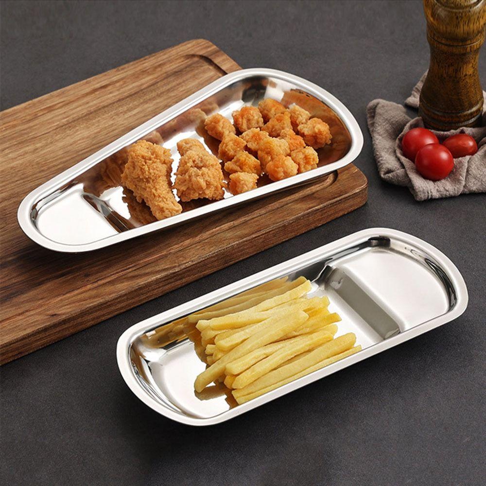 Irregular Outline Condiment Serving Tray Mirror Polished Metal Storage Tray  Kitchen Use