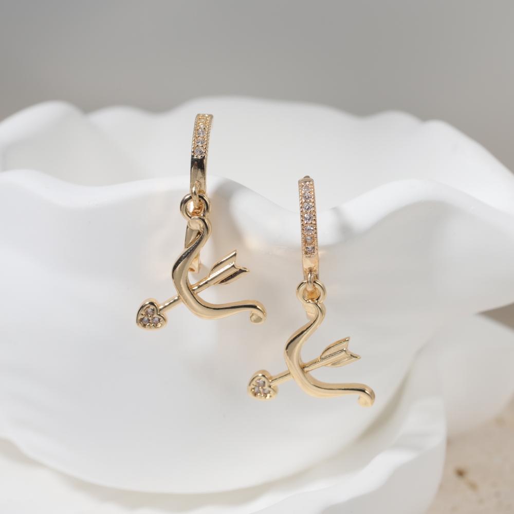 

1 Pair Fashion Cupid s Arrow Dangle Earrings for Women Zirconia Earring Jewelry Party Accessories золотий