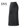 Casual Maxi Skirt with Side Slits High-Waisted Ribbed Long Flattering High-waisted Polyester Spandex Solid Color Hip Wrapped Autumn Winter Slimming
