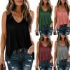 Fashion Women's Color Hem Split V-Neck Sleeveless Mid-Length T-Shirt