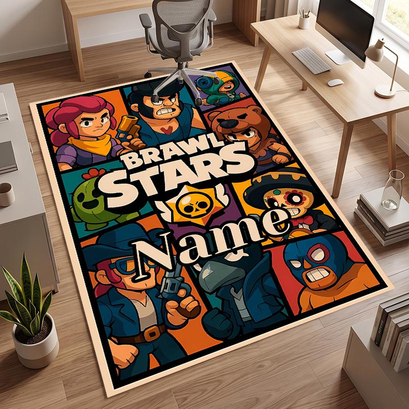Brawl Stars (5) Personalized Name Office Carpet Stylish Decor for Living Room Bedroom Kitchen