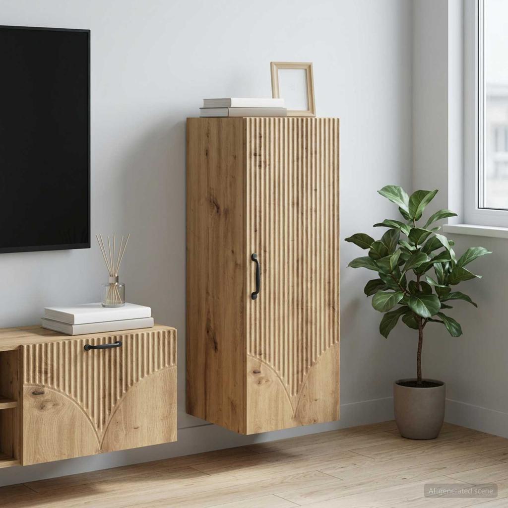 Wall Mounted Cabinet Artisan Oak 33 X 34.5 X 90 Cm Particleboard