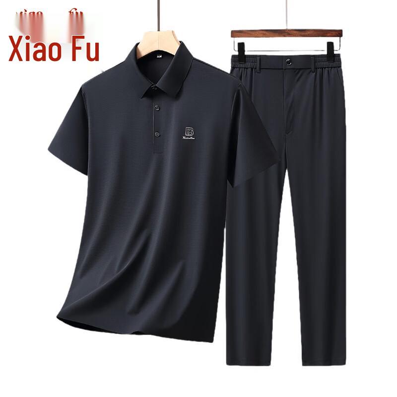 

Men s Summer Ice Silk Polo & Casual Pants Set XL