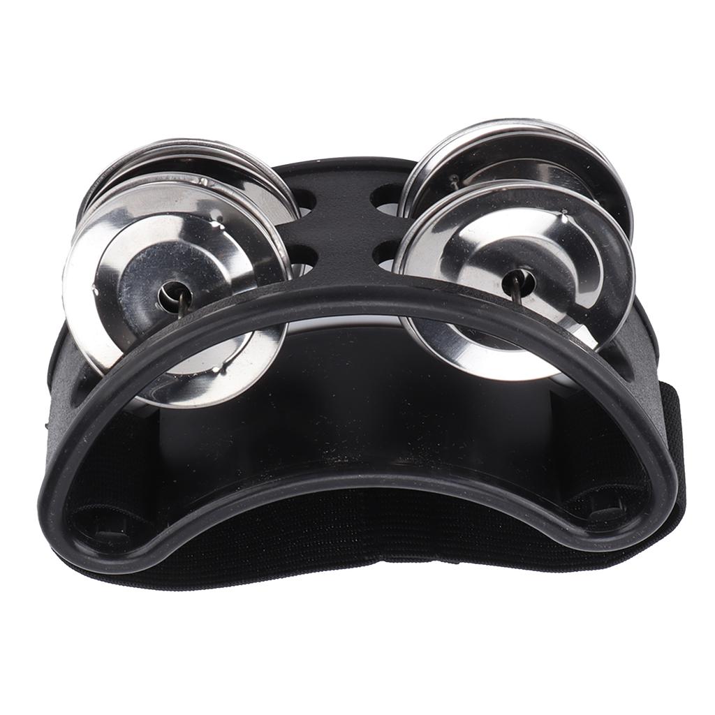 Foot Tambourine Shaker Percussion Drum Set Metal Jingle Bell Musical Instrument AccessoriesBlack
