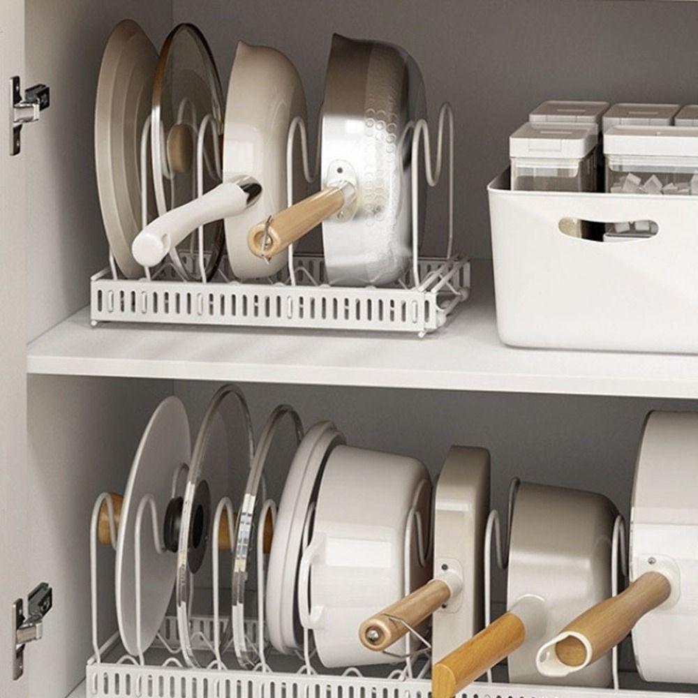 Wave-shaped Dish Drain Rack Adjustable Pot Lid Organizer Practical Expandable Dish Rack  Cabinet