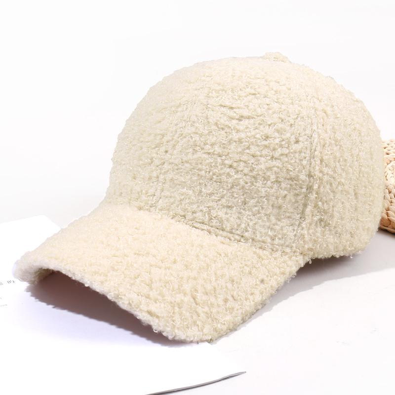 Women'S Lamb Fur Hats Warm Plush Baseball Cap Korean Version