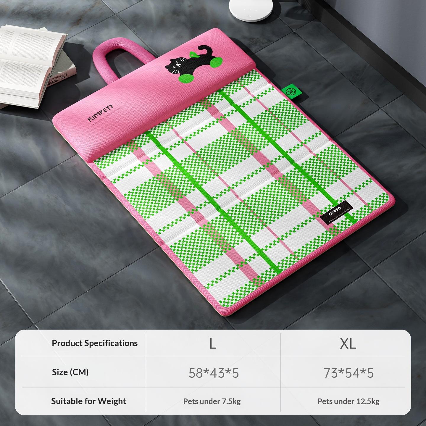 Pet Cooling Mat Double Sided Foldable Dog Bed Breathable Plaid Summer Pet Sleeping Pad Portable Washable Pet Pad for Dogs Cats 58x43cm зелёный