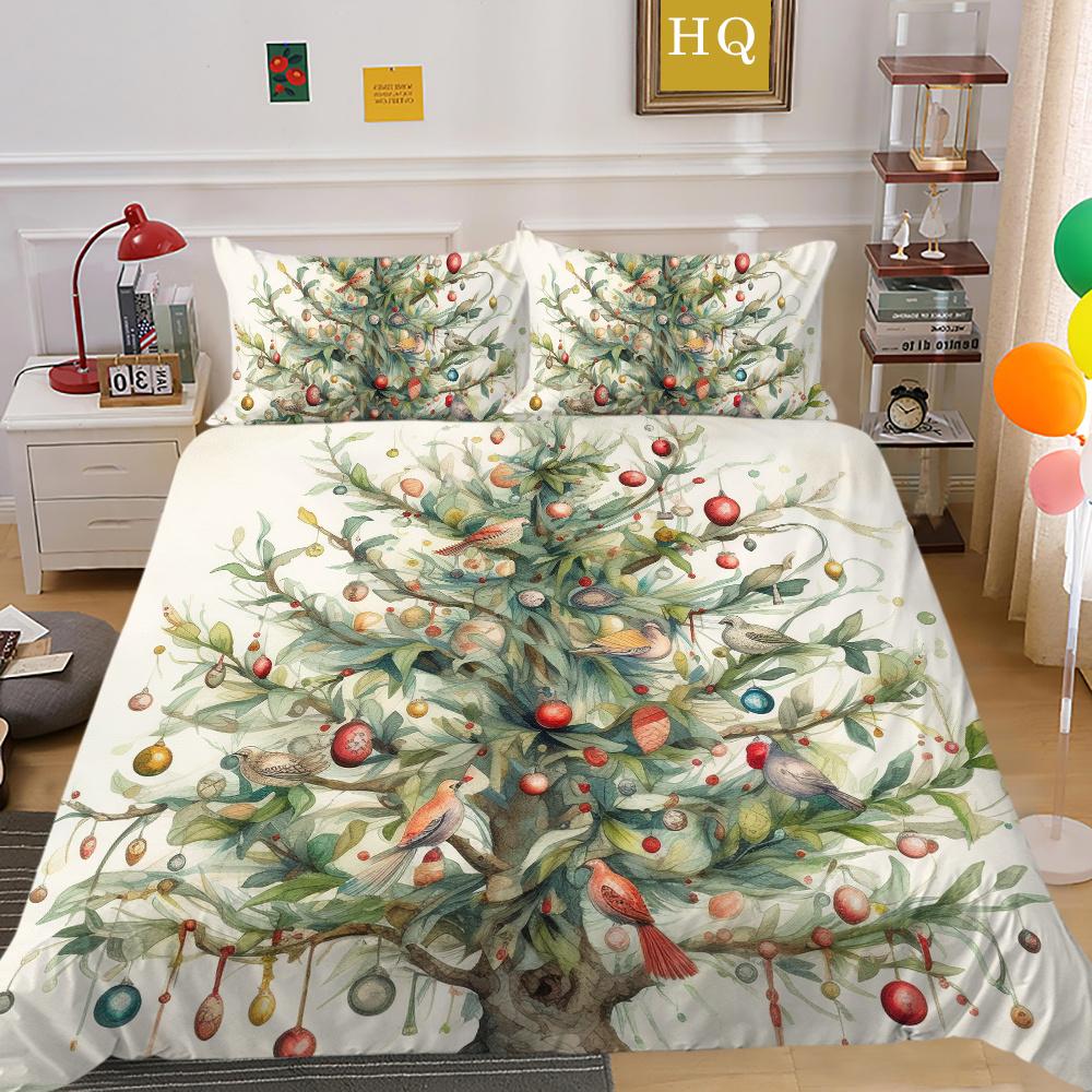 Fashion Christmas Printed King Size Comforter Cover Set Highend Polyester Teen Kids Home Bedclothes