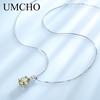 Umcho Luxus Vintage Oval Apfelgrün Zirkon Anhänger Halsketten für Frauen Marke Feine Hochzeit