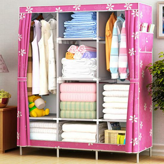 Foldable Fabric Wardrobe: Economical Storage Cabinet & Clothes Rack