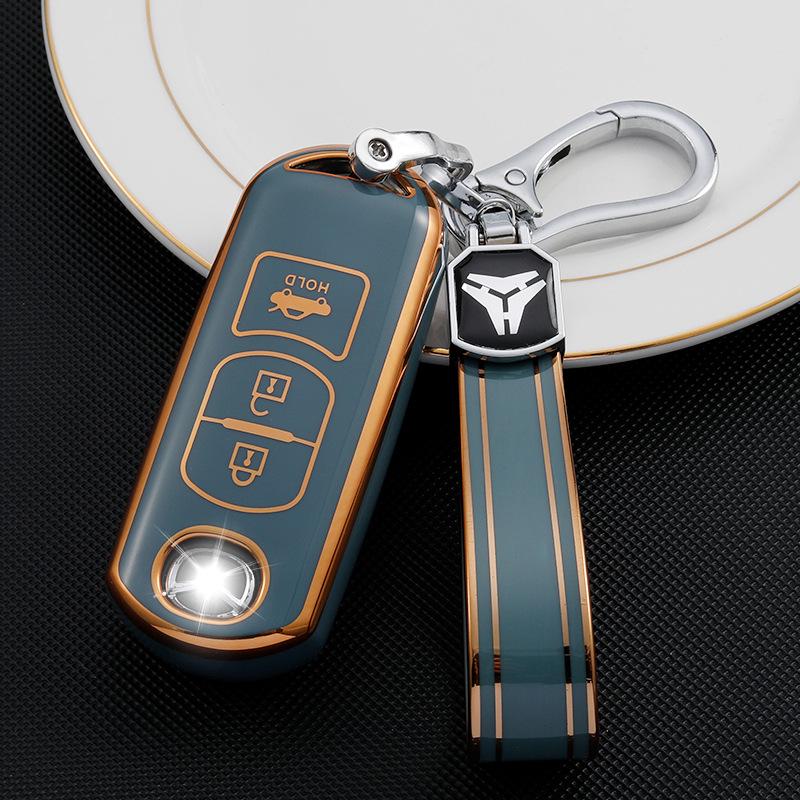 Husă cheie cu ramă aurie pentru modelele Mazda CX-30, Atez, CX-4, CX-5, CX-8 cu 2/3 butoane