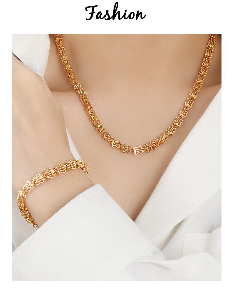 European & American Ins-Style High-End Light Luxury Butterfly Necklace & Titanium Steel Bracelet Set