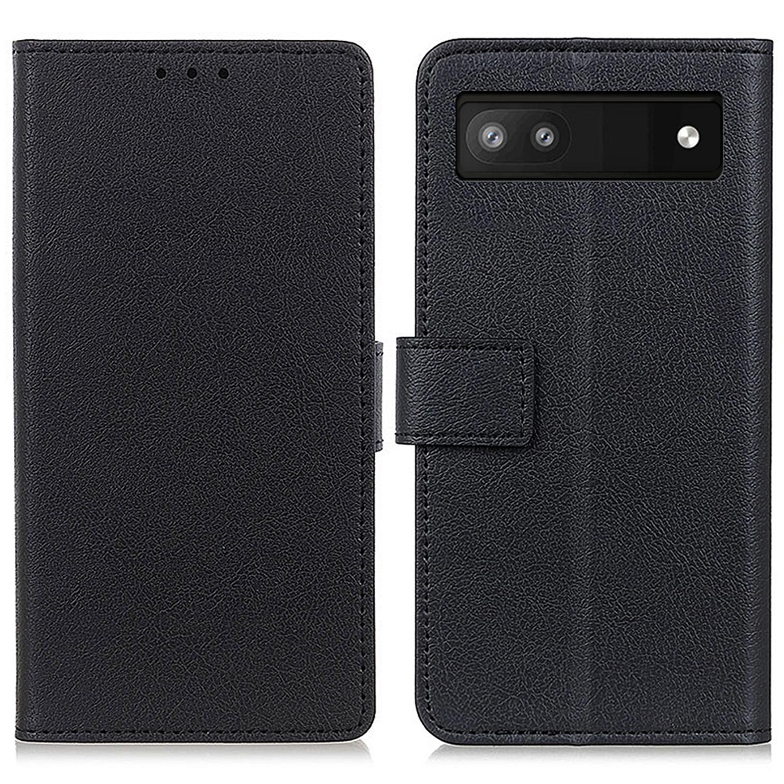 

For Google Pixel 7a Anti-drop Leather Phone Case Wallet Stand Cell Phone Cover Black