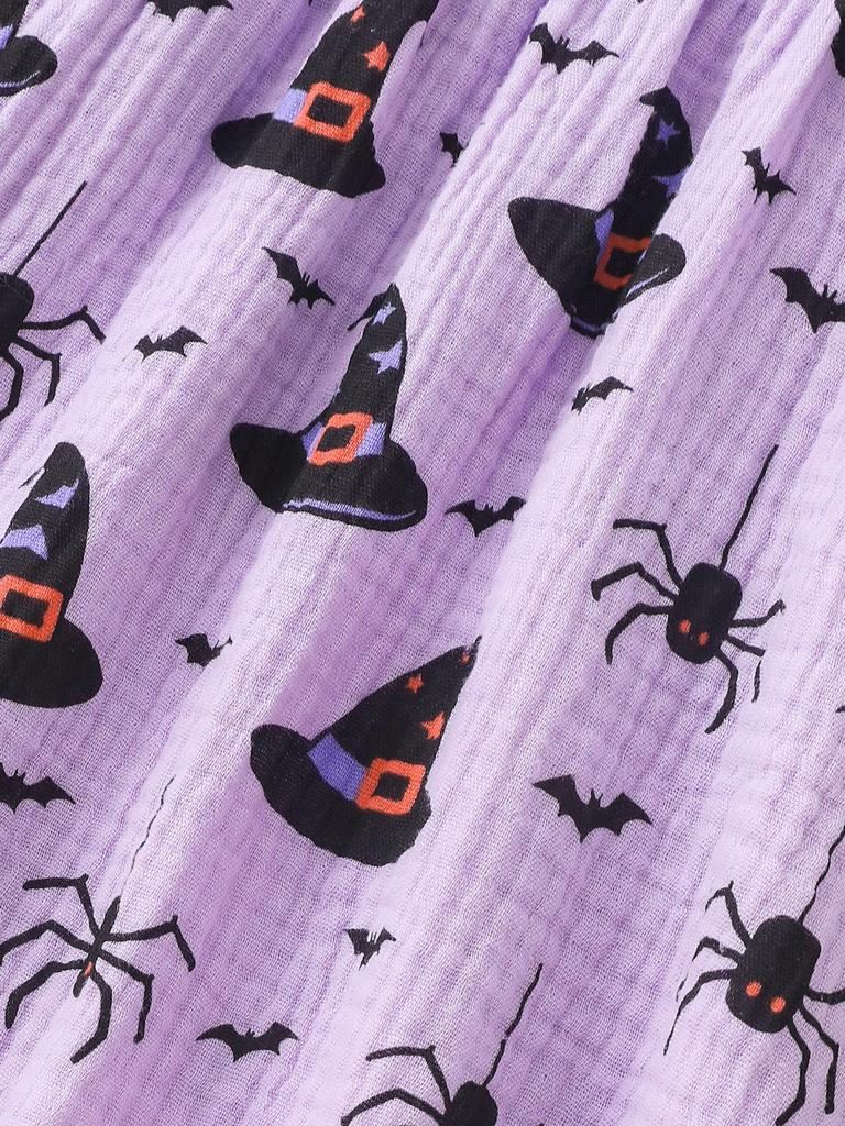 Girls' Halloween Princess Puff Sleeve Dress with Square Neck and Cinched Waist