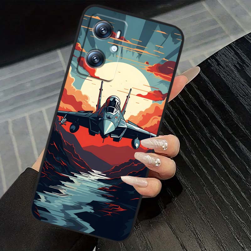 Fashion airplane pattern Phone Case For OPPO Reno 5 6 7 A96 A40 A58 Realme GT A74 A78 Neo2 A74 A78 Find X5 X3 X7 X8 Black
