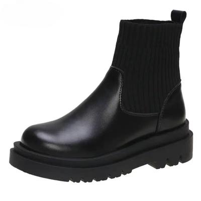 Women's Shoes Fashion Mid-calf Slip-on Women's Boots Thick-soled High Heels Winter Women's Boots Round-toe Shoes for Women