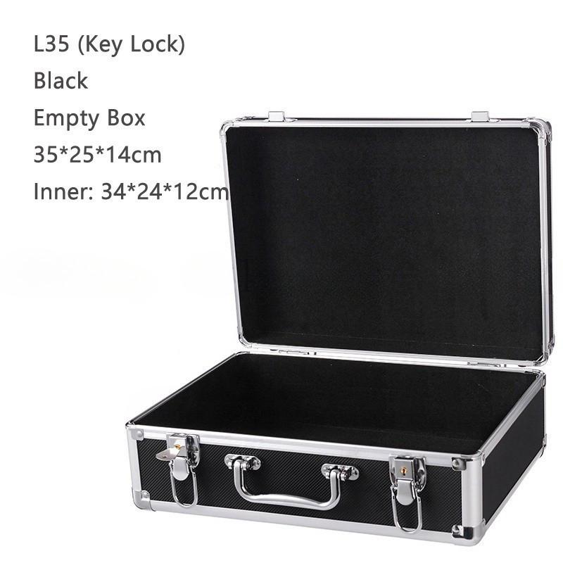

Портативный алюминиевый кейс для переноски, защитное оборудование с паролем, дорожный ручной ящик для инструментов с замком L35 Black Key Lock Empty box