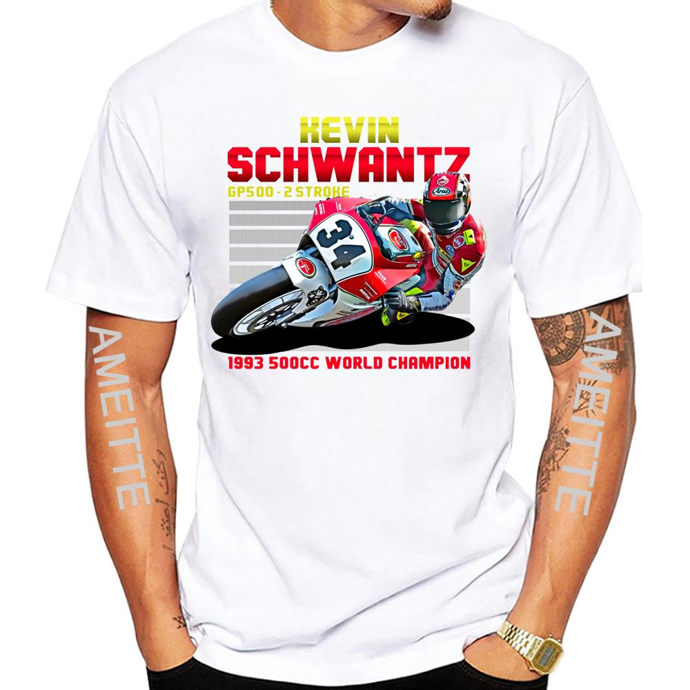 34 Kevin Schwantz Gp 2023 T-Shirt Sommer Unisex Kurzarm Gs Abenteuer Moto Sport Freizeit Weißes Oberteil Unisex Motorradfahrer T-Shirts