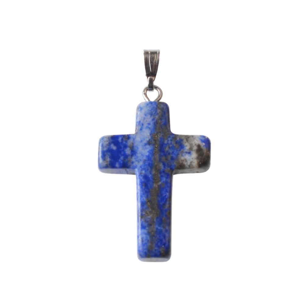Natural Stone Cross Pendant Necklace Women Men 18inch Black Leather Cord Custom Crystal Choker Chakra Jewelry Findings