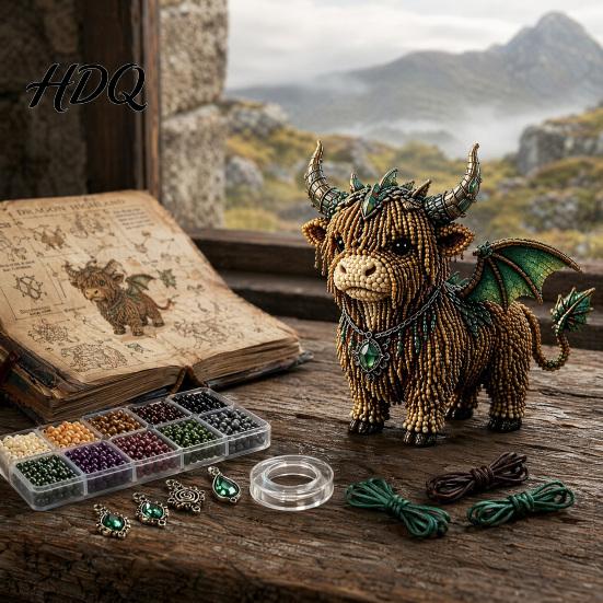 Multi-color Beads Set Highland Cow Bead Kit Mythical DIY Craft Tiny Animal