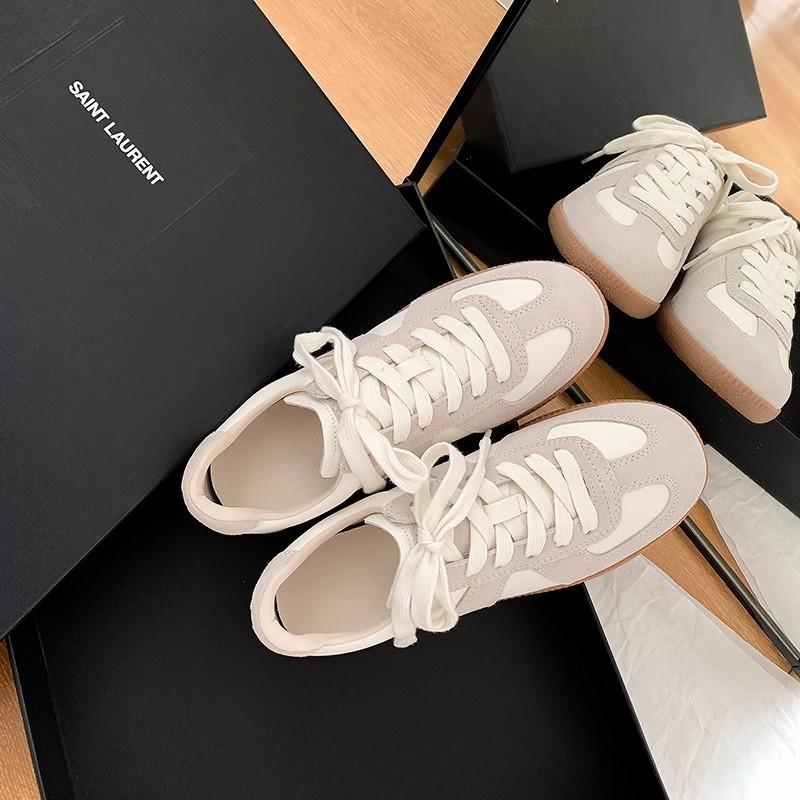 

[Su Yinyin] Leather small inner height increase silver German training shoes women s shoes 2024 new sports and leisure board shoes 35