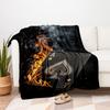 Black Burning Ace of Spades Playing Card - Unique Poker Deck AccessoryBlanket Flannel Throw Blanket for Sofa, Bed, Travel, Camping, Office