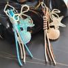 DIY Jewelry Starfish Shell Keychain Pearl Bow Key Ring Fashion Mobile Chain Pendant Women Girls