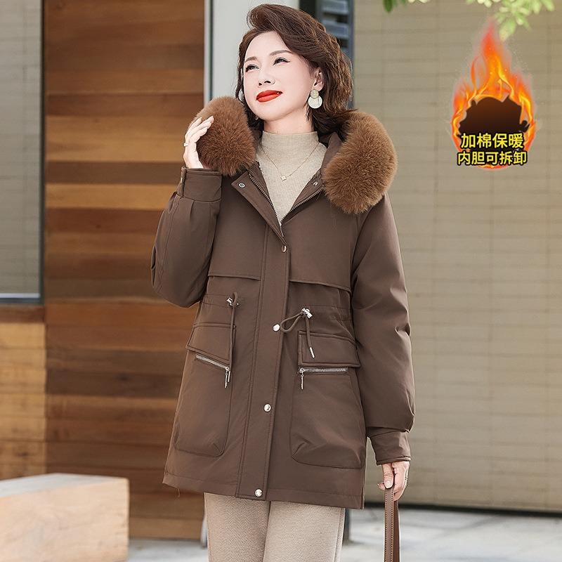 

Winter women s winter clothing with cotton jacket short cotton-padded jacket pie to overcome waist warm jacket cotton-padded jacket 3XL [Recommended 150-80kg] темно-коричневого