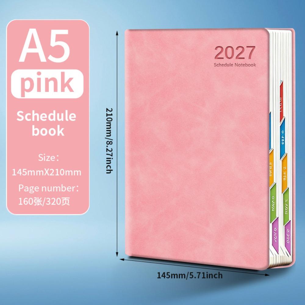 Portable A5 2027 Planner with Monthly & Weekly Plan Pages 365 Days Agenda Book Efficiency Schedule Notebook School Office
