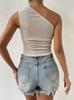 Streetwear Asymmetric Knit Tank Top With Scoop Neck For Spring Fashion